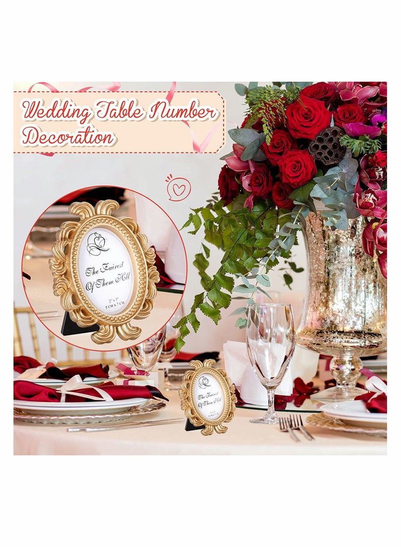 Excefore Vintage Picture Frame  Antique Photo Frame Mini Picture Frame  Baroque Place Card Photo Holder Resin Oval Frame Table Top Display Frame Party Decorations Resin Frame Gold 6 Pieces - Image 5