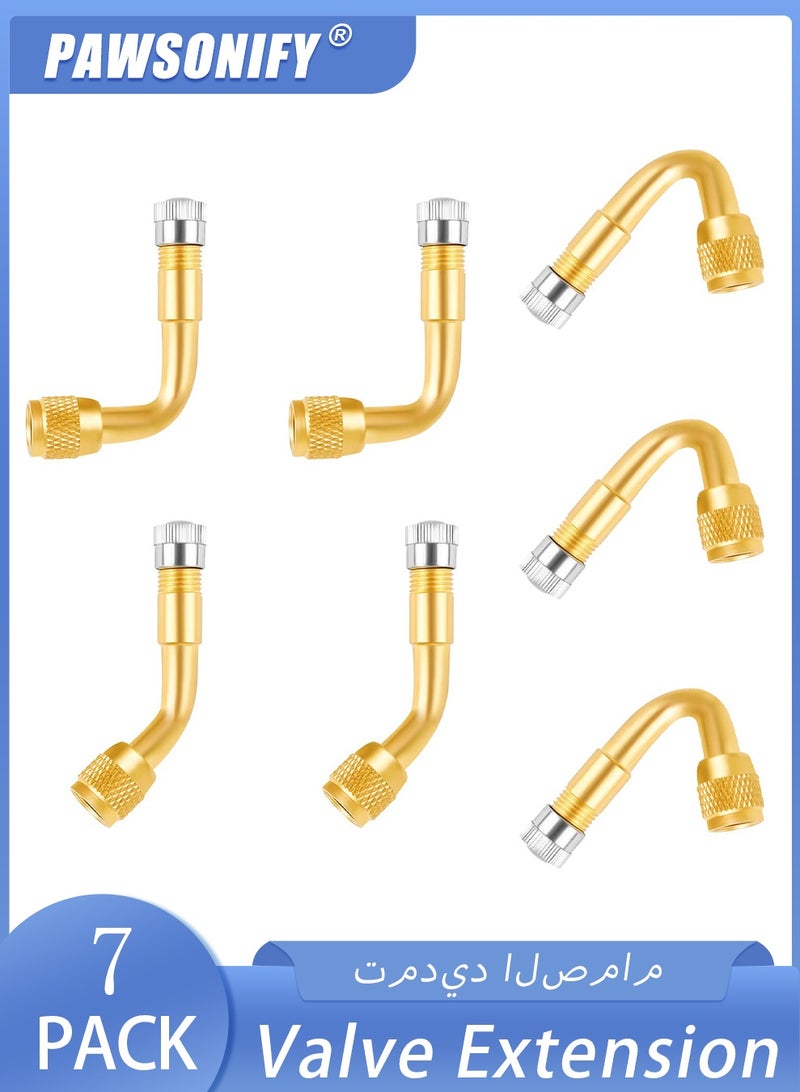 PAWSONIFY 7Pcs Tyre Valve Extension Adapter, Universal 45° 90° 135° Valve Extension, Schrader Valve Extension, Brass Air Tire Extension Schrader for Car Motorcycle Bike Truck RV Scooter - Image 1