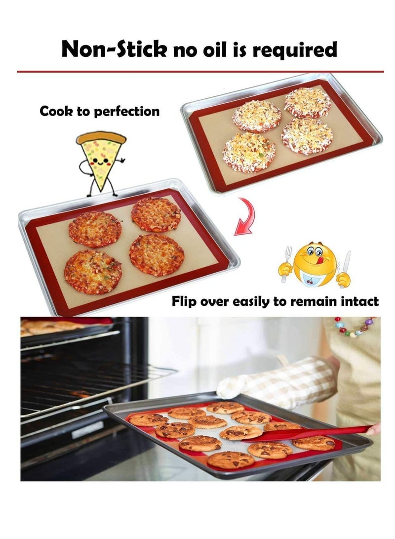 sokany 2 Pack 20cm x 30cm Silicone Baking Mat, Non-Stick Heat Resistant Premium Silicone Baking Mat for Cookies, Pizzas, Pretzels and More (Red)  - Image 2