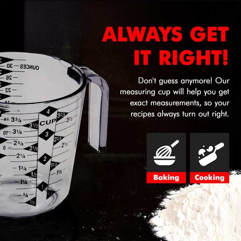 Chef Craft كوب قياس بلاستيكي من شيف كرافت سيلكت، 4 أكواب، شفاف - Image 3
