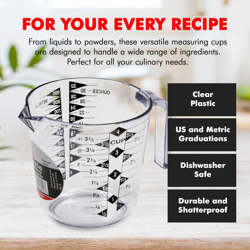 Chef Craft كوب قياس بلاستيكي من شيف كرافت سيلكت، 4 أكواب، شفاف - Image 4