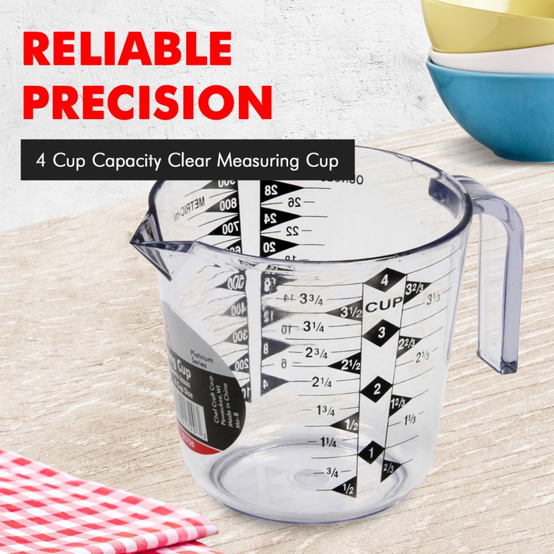 Chef Craft كوب قياس بلاستيكي من شيف كرافت سيلكت، 4 أكواب، شفاف - Image 2