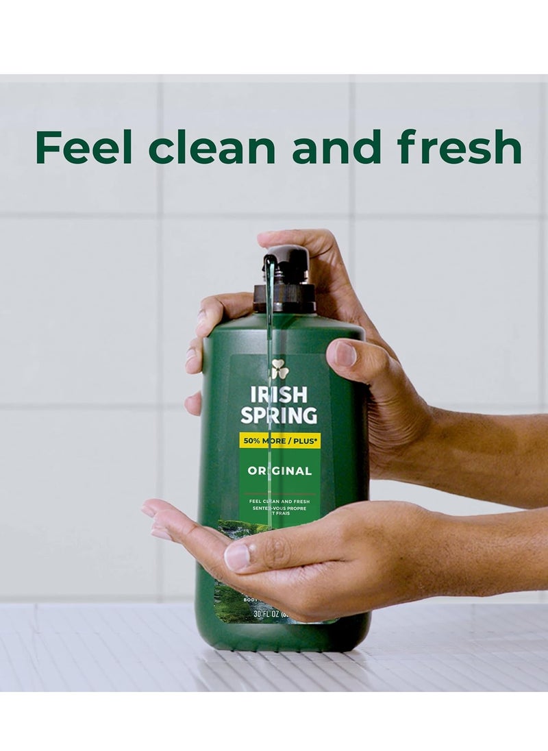 Irish Spring Irish Spring Men's Body Wash Pump, Original Body Wash for Men, Smell Fresh and Clean for 24 Hours, Cleans Body, Hands, and Face, Made with Biodegradable Cleansing Ingredients, 30 Oz Pump  - Image 3