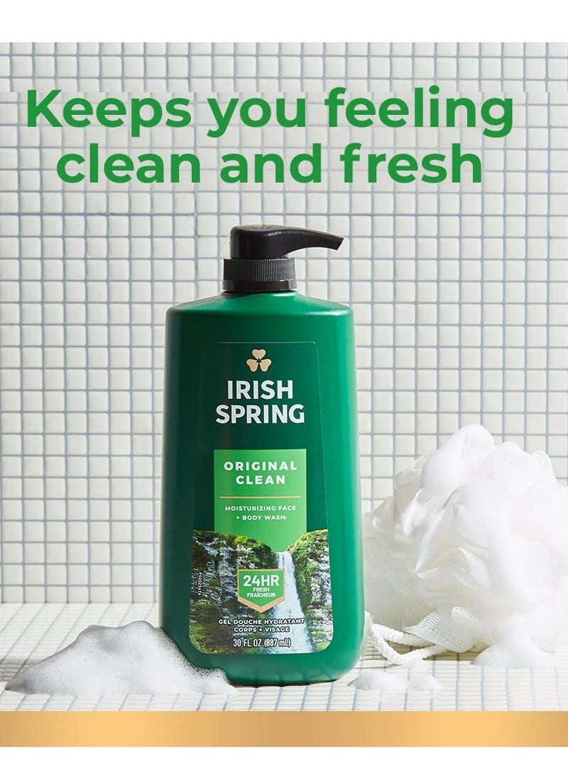 Irish Spring Irish Spring Men's Body Wash Pump, Original Body Wash for Men, Smell Fresh and Clean for 24 Hours, Cleans Body, Hands, and Face, Made with Biodegradable Cleansing Ingredients, 30 Oz Pump  - Image 4