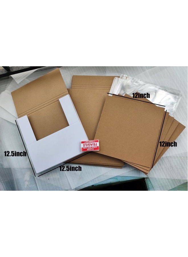 Voulosimi Vinyl Record White LP Shipping Boxes Set 12.5" x 12.5" x 1" Record Mailers Corrugated Cardboard Boxes Album Paper Box (10) - Image 2