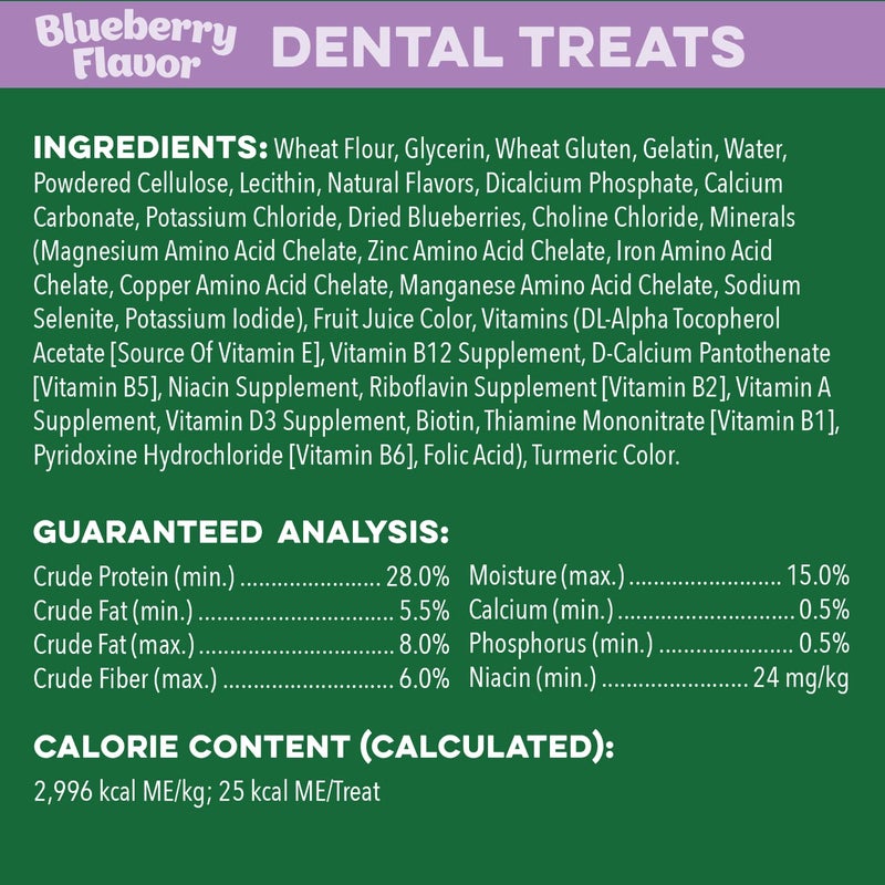 Greenies Veterinarian-Recommended Adult Natural Dental Dog Treats Teenie Size, Fresh Flavor, Original Flavor, and Blueberry Flavor, (3) 12 oz. Packs, 129 Count - Image 5