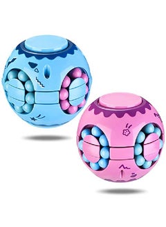 2 Pieces Spinner Magic Bean Rotating Fidget 3D Spinner Puzzle Hamburger Rotation Magic Cube Ball For Teens Adults
