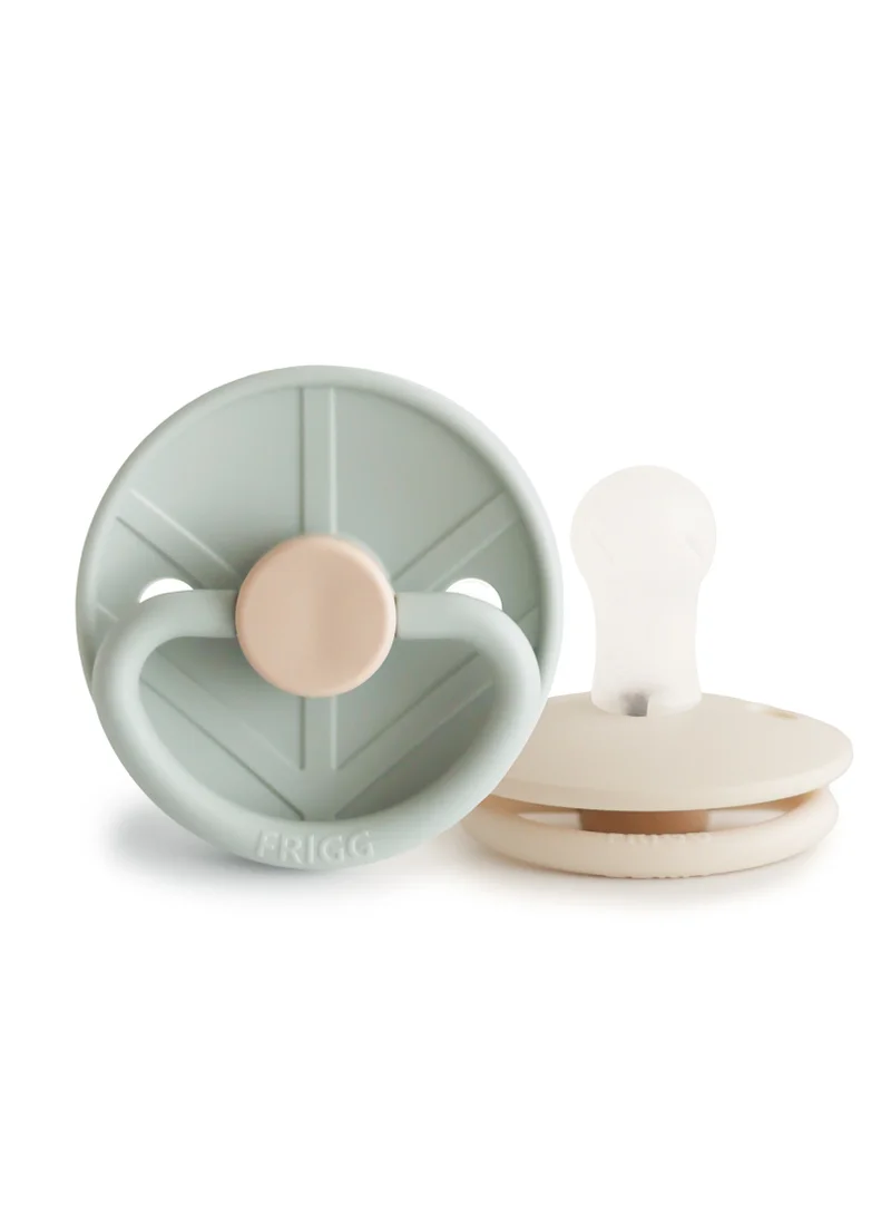 FRIGG Little Viking Silicone Baby Pacifier 0-6M 2-Pack Sage/Cream - Size 1