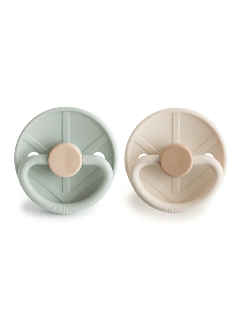 FRIGG Little Viking Silicone Baby Pacifier 0-6M 2-Pack Sage/Cream - Size 1