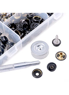 Glarks 120-Pieces Stainless Steel Marine Grade Canvas And Upholstery Boat Cover Snap Button Fastener Kit With 2Pieces Setting Tool 40 Sets - Black  - Image 5
