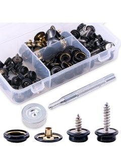 Glarks 120-Pieces Stainless Steel Marine Grade Canvas And Upholstery Boat Cover Snap Button Fastener Kit With 2Pieces Setting Tool 40 Sets - Black  - Image 1