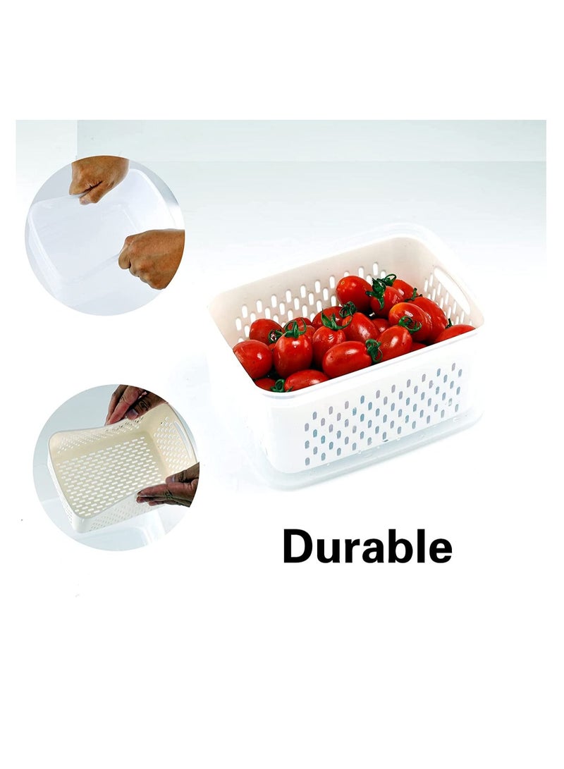 TYCOM 5 Piece Fruit Storage Containers for Fridge with Strainer Produce Containers for Fridge Lettuce Keeper White Not Dishwasher Safe BPA Free - Image 5