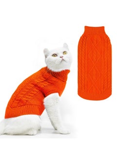 PUPTECK PUPTECK Winter Cat Sweater Coat - Soft Warm Cold Weather Clothes Knitwear for Kittens & Small Dogs Indoor Outdoor Wearing, Knitted Classic for Doggies Kitties Girls Boys, Orange, L  - Image 1