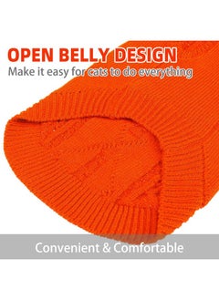 PUPTECK PUPTECK Winter Cat Sweater Coat - Soft Warm Cold Weather Clothes Knitwear for Kittens & Small Dogs Indoor Outdoor Wearing, Knitted Classic for Doggies Kitties Girls Boys, Orange, L  - Image 3
