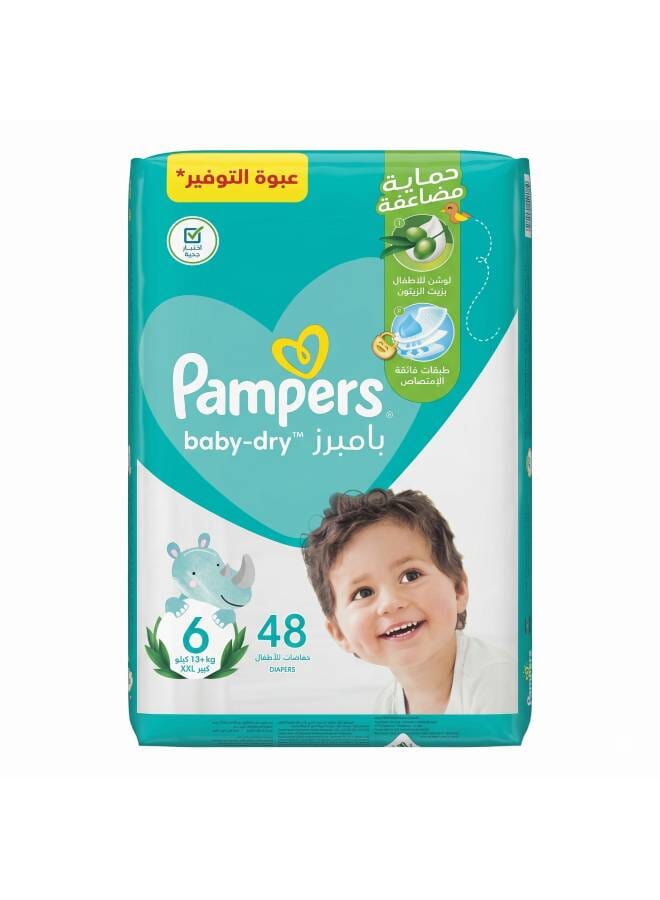 بامبرز حفاضات بيبي دراي بمقاس ٦ ، كبير جداً ، ١٣+ كجم (٤٨ حفاضة) - Image 1