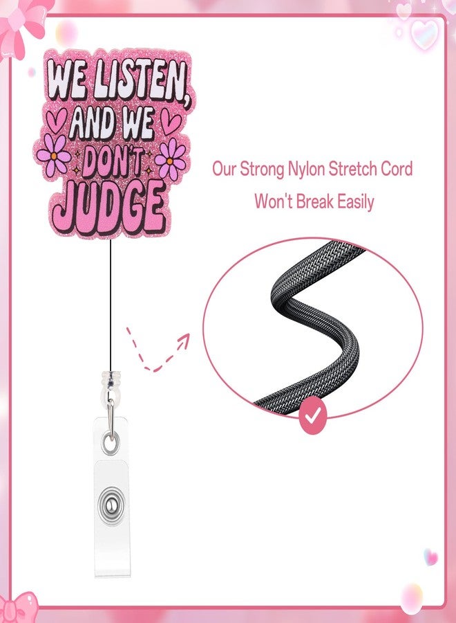 Kimoli Funny and Cute Badge Reel Nurse Worker Badge Holder Retractable We Listen and We Don't Judge Badge Reel for Hr Nurse Office Workers - Image 3