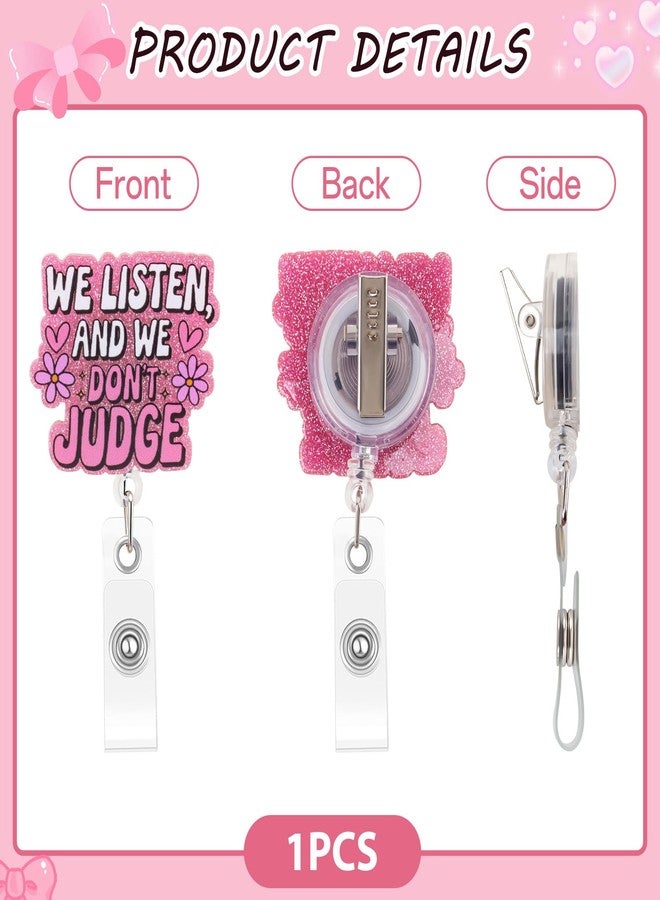 Kimoli Funny and Cute Badge Reel Nurse Worker Badge Holder Retractable We Listen and We Don't Judge Badge Reel for Hr Nurse Office Workers - Image 4