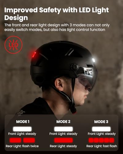 ILM Smart Adult Bike Helmet with Automatic G-Sensor Turn Signal & Brake Warning LED Light Control, Road Cycling Bicycle Helmets for Men Women E3-12LS Matte Black Large X-Large - Image 2