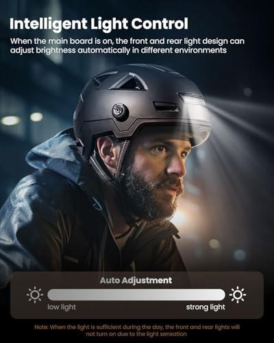 ILM Smart Adult Bike Helmet with Automatic G-Sensor Turn Signal & Brake Warning LED Light Control, Road Cycling Bicycle Helmets for Men Women E3-12LS Matte Black Large X-Large - Image 3