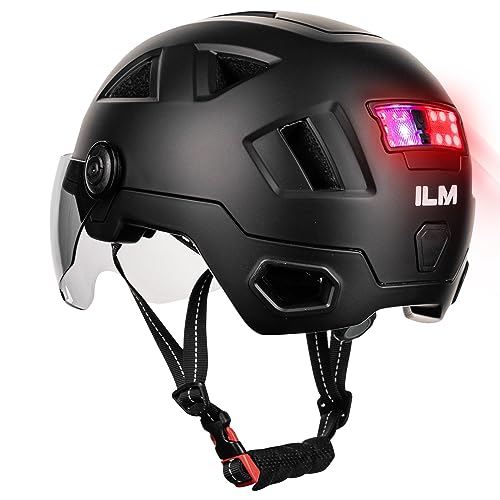 ILM Smart Adult Bike Helmet with Automatic G-Sensor Turn Signal & Brake Warning LED Light Control, Road Cycling Bicycle Helmets for Men Women E3-12LS Matte Black Large X-Large - Image 1
