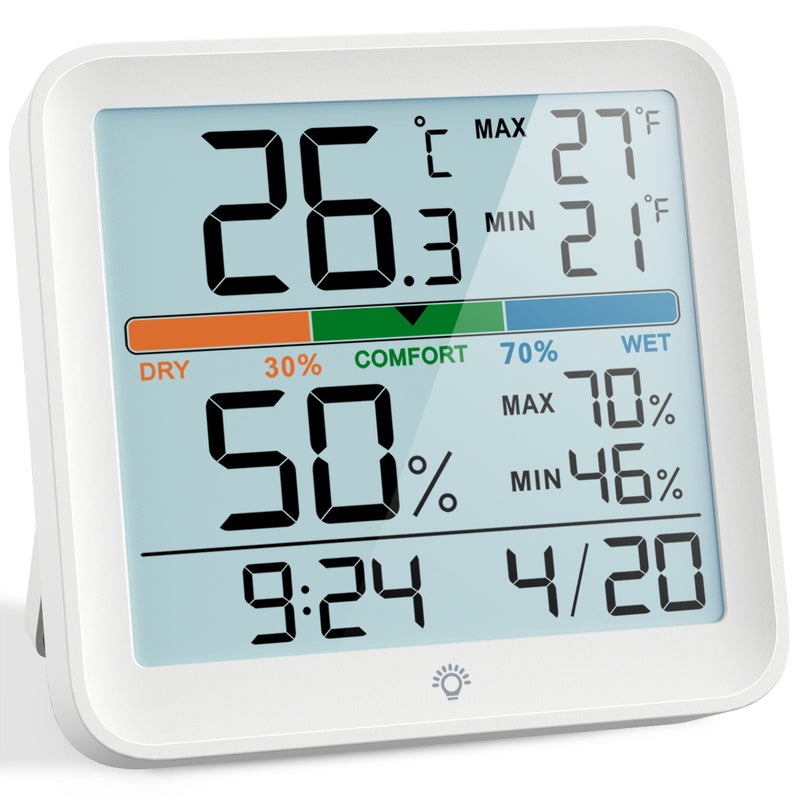 Best-selling color-screen indoor thermometer and hygrometer, multi-function clock with temperature measurement, household electronic digital display clock with perpetual  calendar.
