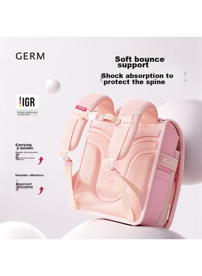 Germ School Bag For Primary School Students, Ultra-light Spine Protection For Girls, Children Grade 1-3, Large Capacity, Anti-falling, Pink Cherry - Image 2