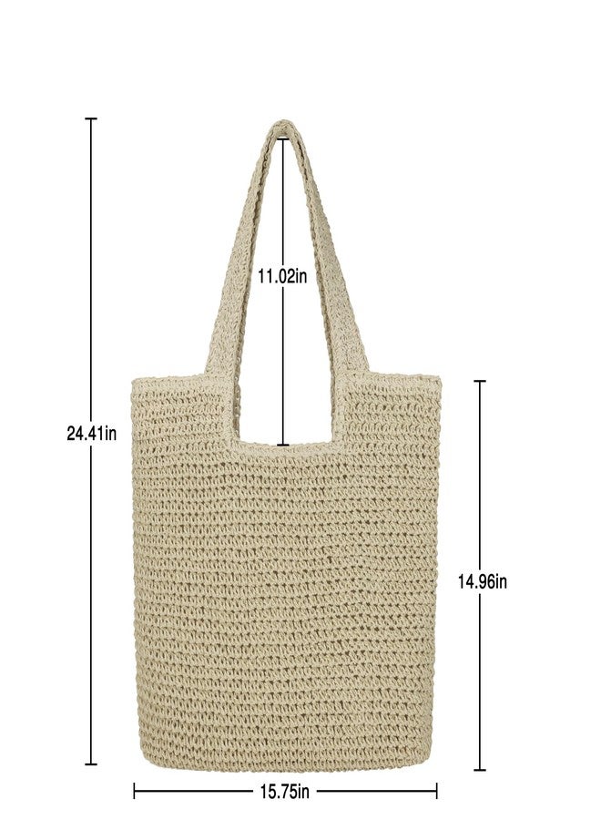 Youjaree Women Large Straw Beach Bag Handmade Woven Shoulder Bags Hobo Tote Handbag Purse for Summer, Light Khaki, One size - Image 4