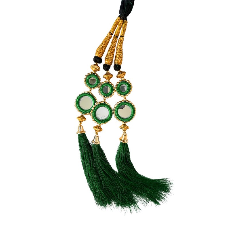 AHS 3 Piece Punjabi Paranda Tassels for Girls Women | Wedding Hair Accessories Parandi Choti | Colorful Hair Extensions (Pink-Green-Blue) - Image 3