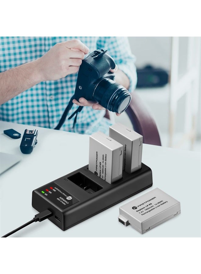 FirstPower LP-E8 Battery 3-Pack and Triple Slot Charger Compatible with Canon EOS Rebel T2i, T3i, T4i, T5i, 550D, 600D, 650D, 700D, Kiss X4, Kiss X5, Kiss X6 Digital Cameras - Image 3