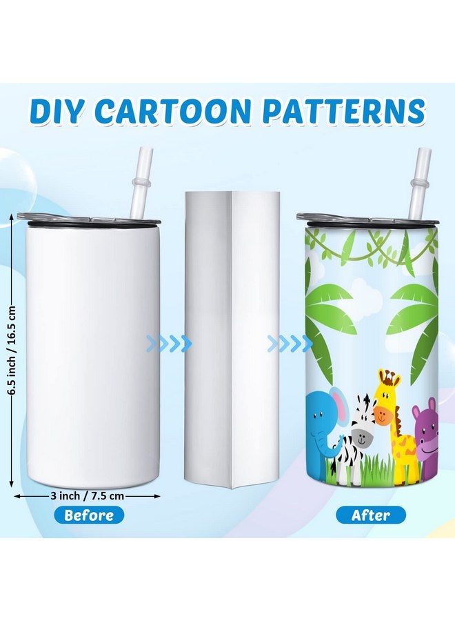 Zubebe 12 Sets 12 oz Sublimation Blanks Sippy Cups for Toddlers Insulated Stainless Steel Kids Sublimation Tumbler Cups with Lids and Straws, 2 Heat Tape, 12 Polymer Sublimation Coating, Coaster, Brush - Image 3
