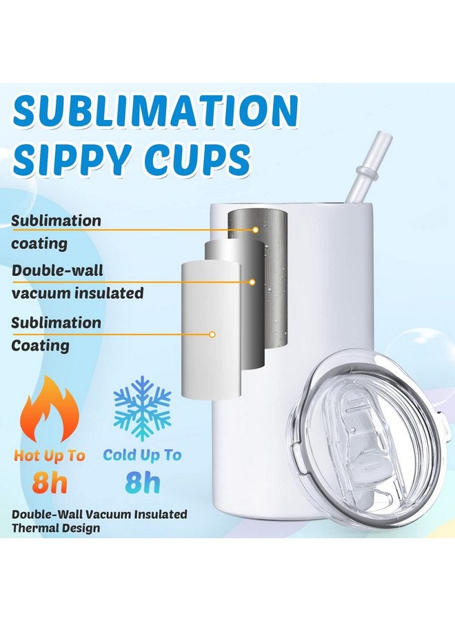 Zubebe 12 Sets 12 oz Sublimation Blanks Sippy Cups for Toddlers Insulated Stainless Steel Kids Sublimation Tumbler Cups with Lids and Straws, 2 Heat Tape, 12 Polymer Sublimation Coating, Coaster, Brush - Image 4