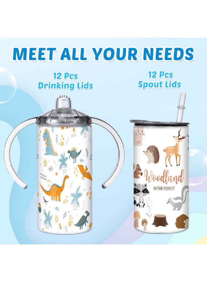 Zubebe 12 Sets 12 oz Sublimation Blanks Sippy Cups for Toddlers Insulated Stainless Steel Kids Sublimation Tumbler Cups with Lids and Straws, 2 Heat Tape, 12 Polymer Sublimation Coating, Coaster, Brush - Image 2