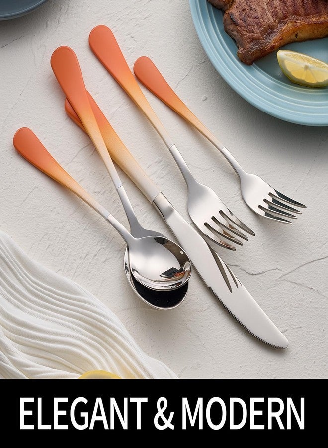 DINYWOW 20-Pieces Rose Gold and Black Silverware Sets for 4,Black Handle Stainless Steel Cutlery Set, Include Forks Spoons and Knives Set, Dishwasher Safe Utensil Sets for Home Restaurant - Image 4