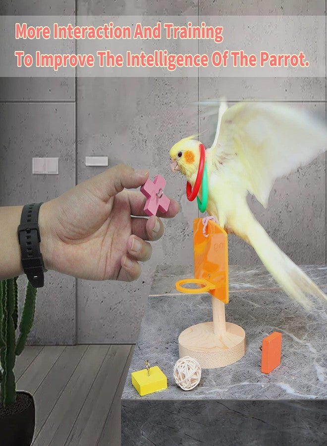 YUESUO Bird Toys,Parrot Training Toys for Lovebird,Five-Types Parakeet Toys Sets for Conure, Cockatiel,12 PCS Parrot Intelligence Toy,Basketball Hoop,Skateboard,Stacking Toys,Wooden Block Bird Puzzles Toy - Image 5