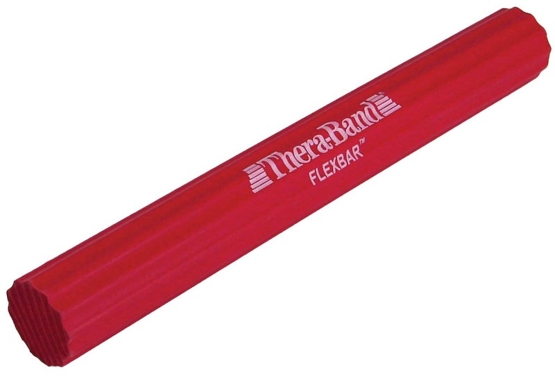 TheraBand بار ثيراباند فليكس، بار علاج كوع التنس، تخفيف ألم التهاب الأوتار وتحسين قوة القبضة، بار مقاومة لكوع لاعبي الجولف والتهاب الأوتار، أحمر، خفيف، مبتدئ - Image 1