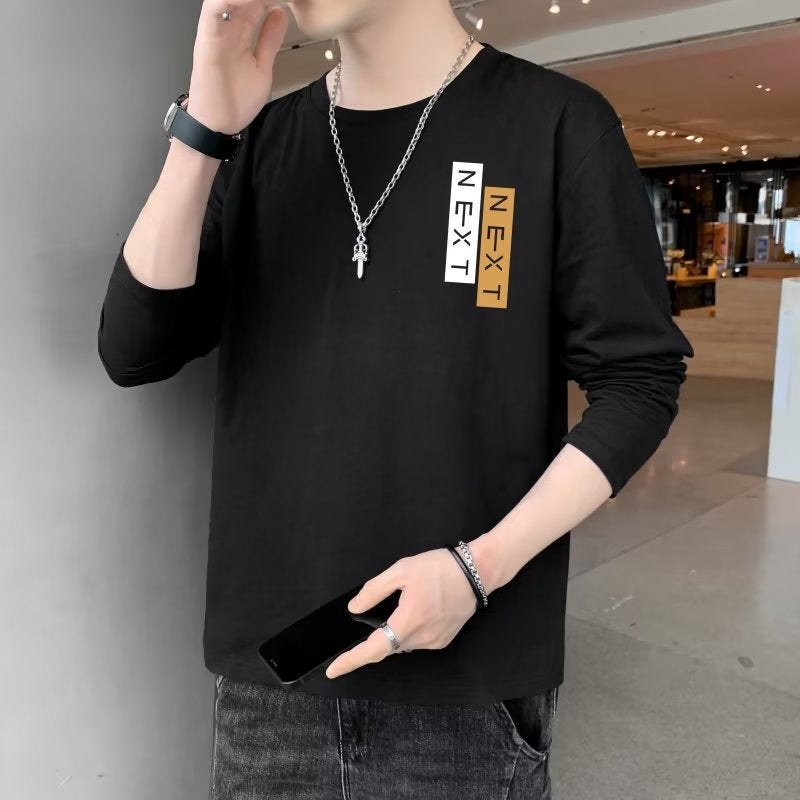 Round Neck Casual T-Shirt 2024 Autumn New Men'S Short Sleeve Trend Korean Casual Long Sleeve Spring Generation - Image 1