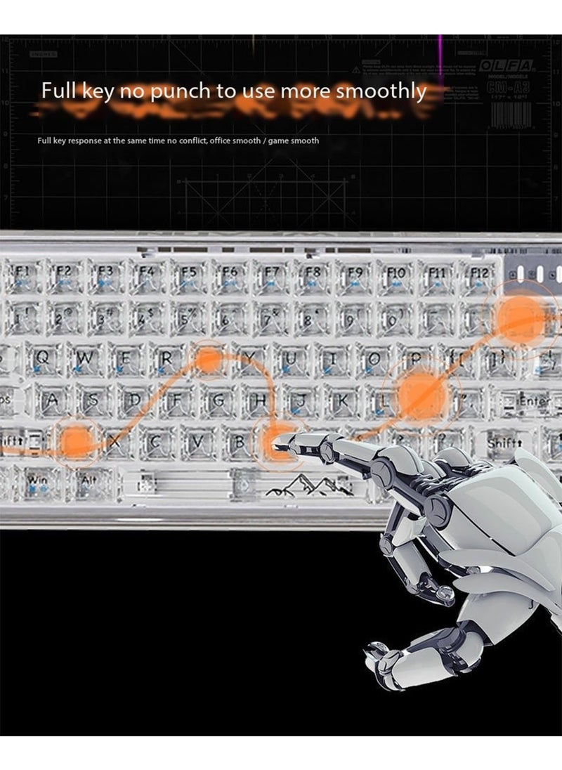 LIMOS - Bluetooth Wireless Keyboard Transparent RGB Mechanical Dual Mode Rechargeable USB Computer Programmable Keys Gaming Keyboard - Image 1