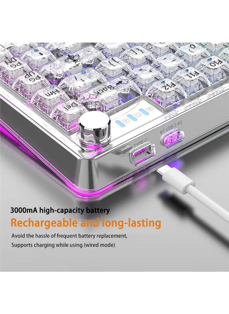 LIMOS - Bluetooth Wireless Keyboard Transparent RGB Mechanical Dual Mode Rechargeable USB Computer Programmable Keys Gaming Keyboard - Image 1