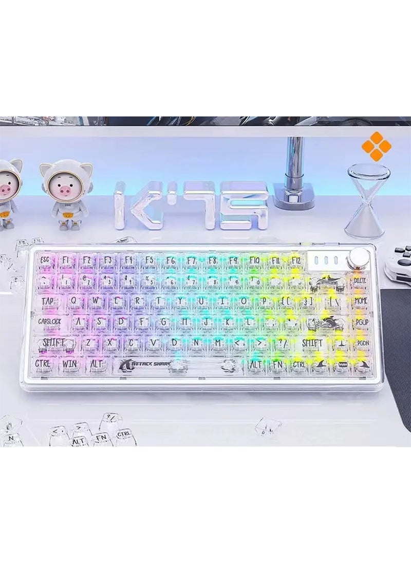 LIMOS - Bluetooth Wireless Keyboard Transparent RGB Mechanical Dual Mode Rechargeable USB Computer Programmable Keys Gaming Keyboard - Image 1
