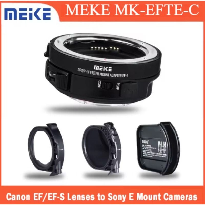 Meke Meike Meke Mk-efte-c Auto Focus Metal Lens Adapter with Variable ND and UV Filter for Canon Ef/ef-s Lens to Sony E Camera - Image 1