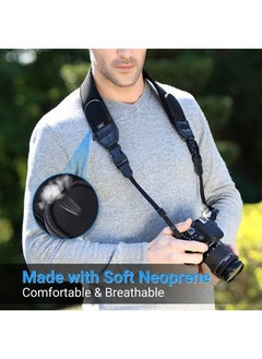 JJC DSLR Camera Neck Strap, Soft Neoprene Shoulder Belt for Canon EOS R5 R6 5D Mark IV 6D Mark II SL3 SL2 T8i T7 T7i 90D 80D Nikon D6 D5 DF D850 D810 D780 D7500 D5600 D3500 etc with Zipped Pockets 