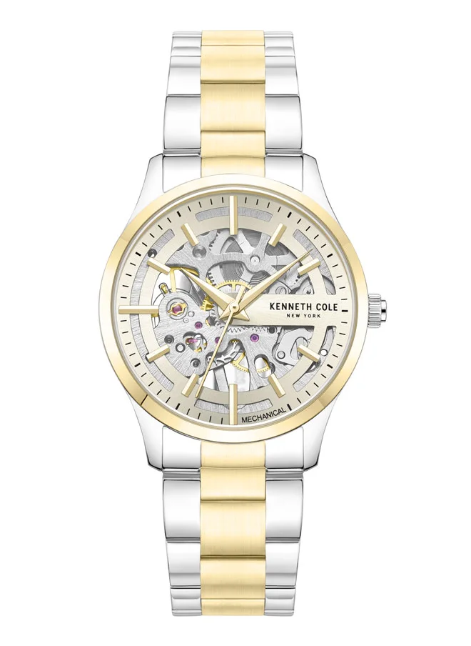 كينيث كول نيو يورك Kenneth Cole New York 34.5mm Automatic Women's Watch with Champagne Gold Dial & Silver-Yellow Gold Stainless Steel Bracelet