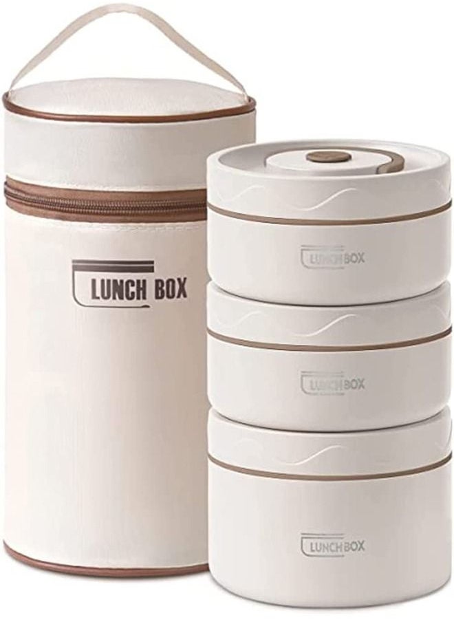 Beauenty Microwaveable  3 Tier Thermal Lunch Box  Portable Insulated Lunch Containers With Bag, Leakproof Stackable Stainless Steel Food Container For Adults Kids  - Image 1