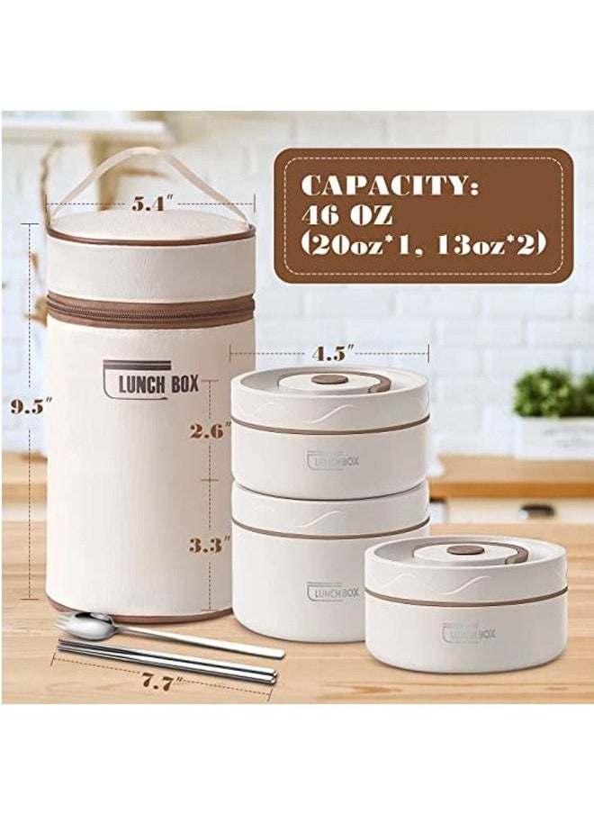 Beauenty Microwaveable  3 Tier Thermal Lunch Box  Portable Insulated Lunch Containers With Bag, Leakproof Stackable Stainless Steel Food Container For Adults Kids  - Image 2
