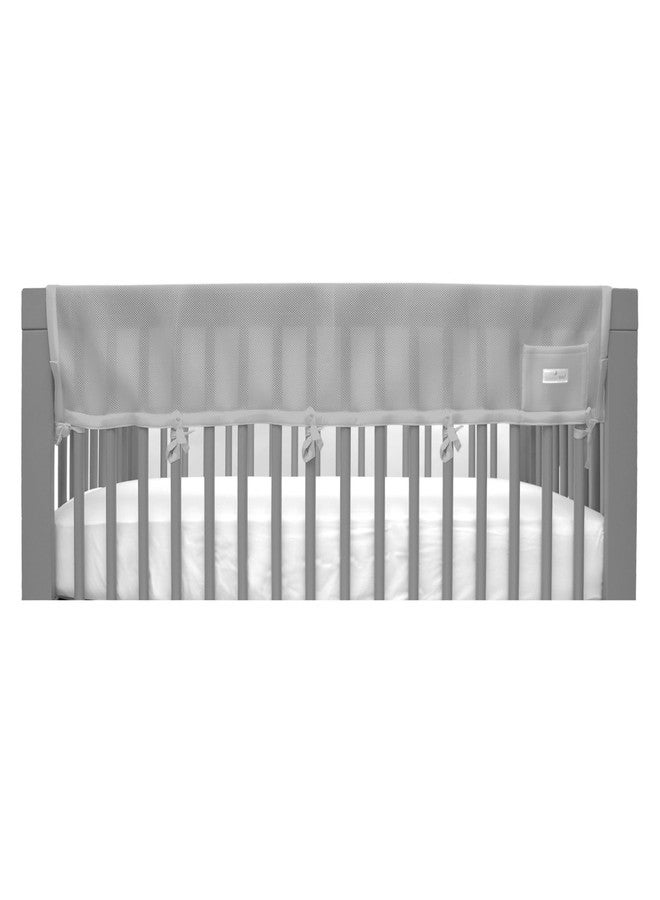 BreathableBaby Breathable Mesh RailGuard Teething Cover - White - 51” Long Panel (1) - Fits Most Full-Size and Does Not Fit Mini Cribs - Use with Coordinating Short Panels - Gray - Image 1