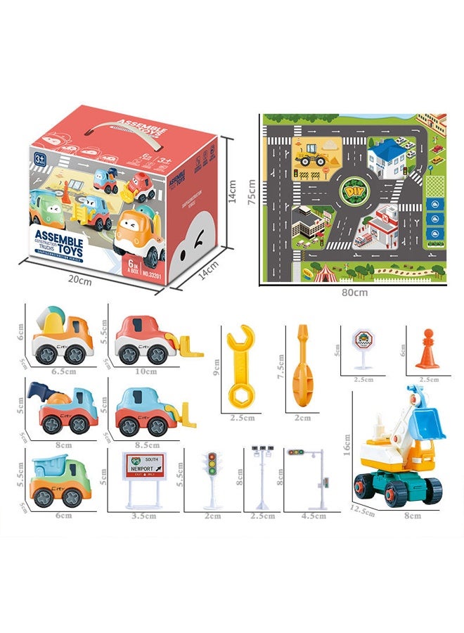 ١٦ قطعة مجموعة ألعاب حركة المرور في المدينة مجموعة سيارات لعبة خريطة اصنعها بنفسك سجادة لعب طريق المرور ألعاب مركبات بناء وتجميع مجموعة سيارات لعبة مع سجادة لعب - Image 2