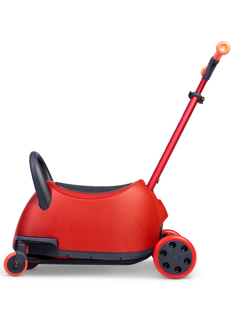 Yvolution LUNA 3-in-1 Scooter Red  Toddler to Kid Ride-On & Lean-to-Steer Scooter | Adjustable Handlebar, LED Wheels, Storage Drawer (101266) - Image 3
