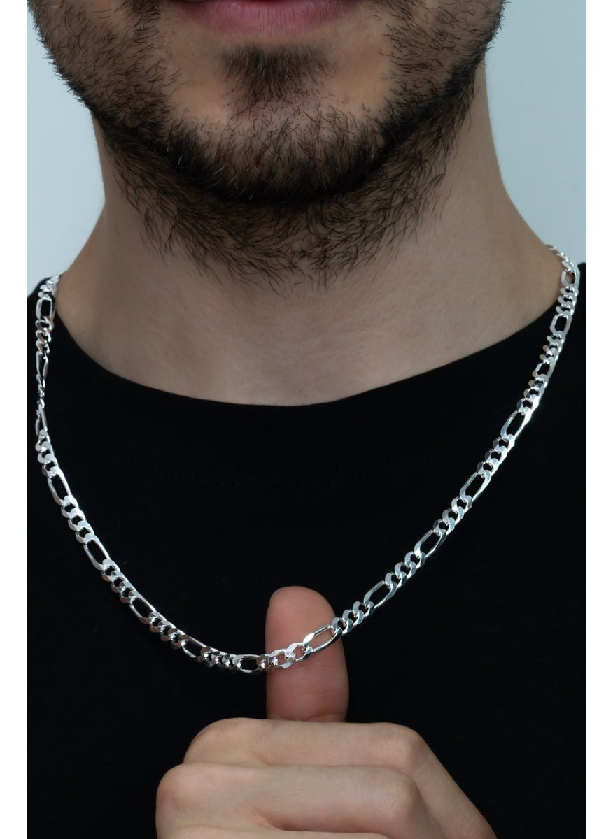 Takı Dükkanı Jewelry Shop Silver Figaro 3+1 Men's Necklace Chain 55 cm 5 mm 26 gr msn13  - Image 3