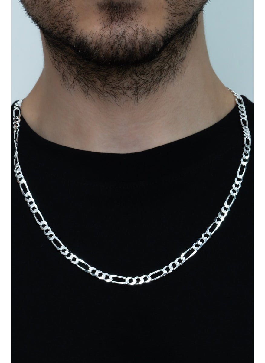 Takı Dükkanı Jewelry Shop Silver Figaro 3+1 Men's Necklace Chain 55 cm 5 mm 26 gr msn13  - Image 2