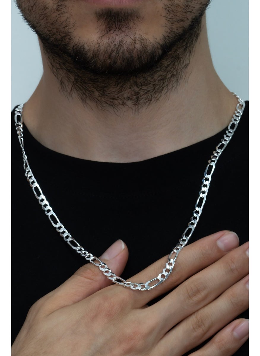 Takı Dükkanı Jewelry Shop Silver Figaro 3+1 Men's Necklace Chain 55 cm 5 mm 26 gr msn13  - Image 4